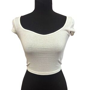 Women’s Juniors H&M Divided white ribbed crop top size XXS